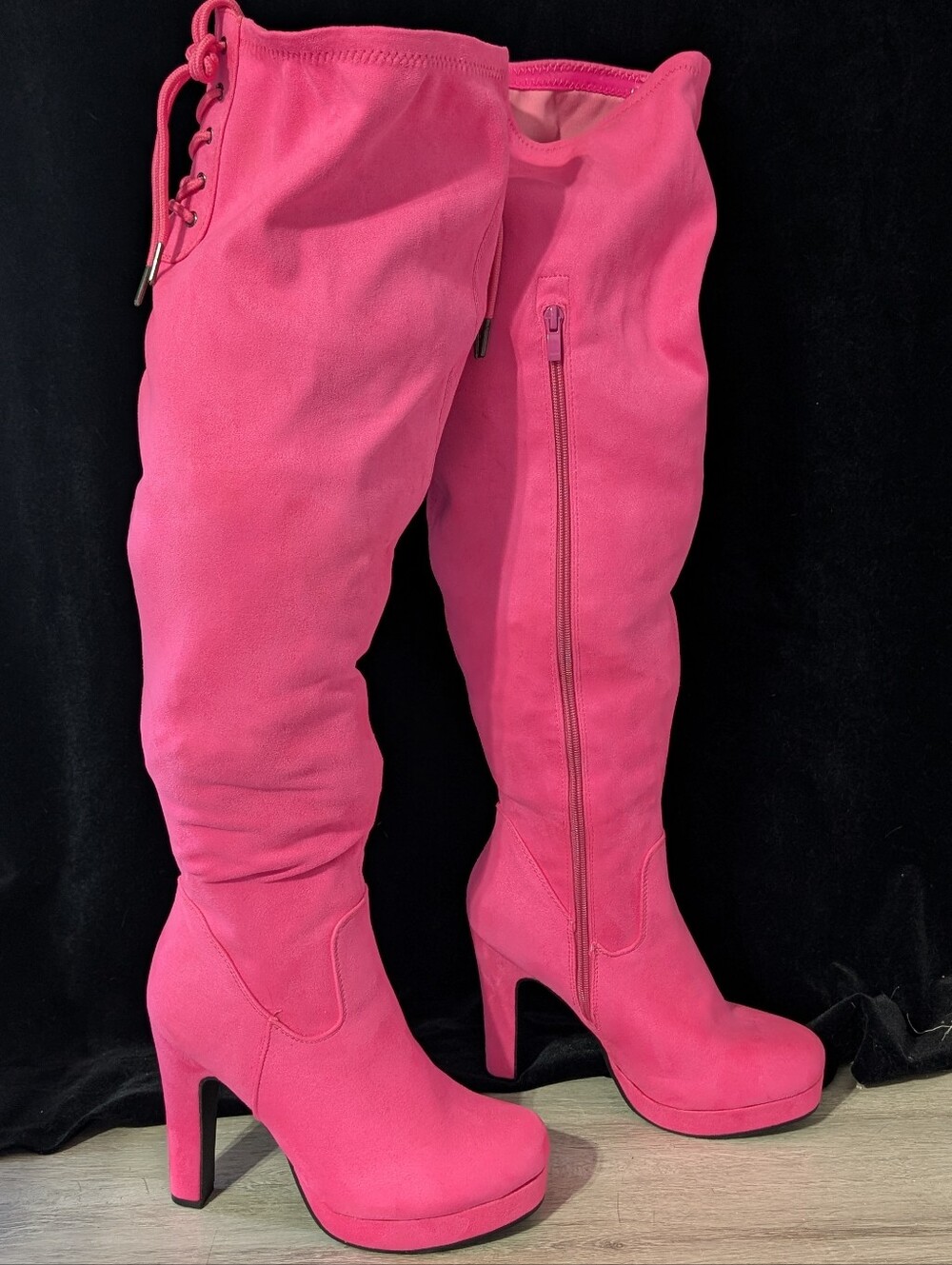 Torrid Hot Pink Thigh High Boots 8.5 WW Extra Wide Width Over the Knee